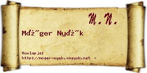 Móger Nyék névjegykártya